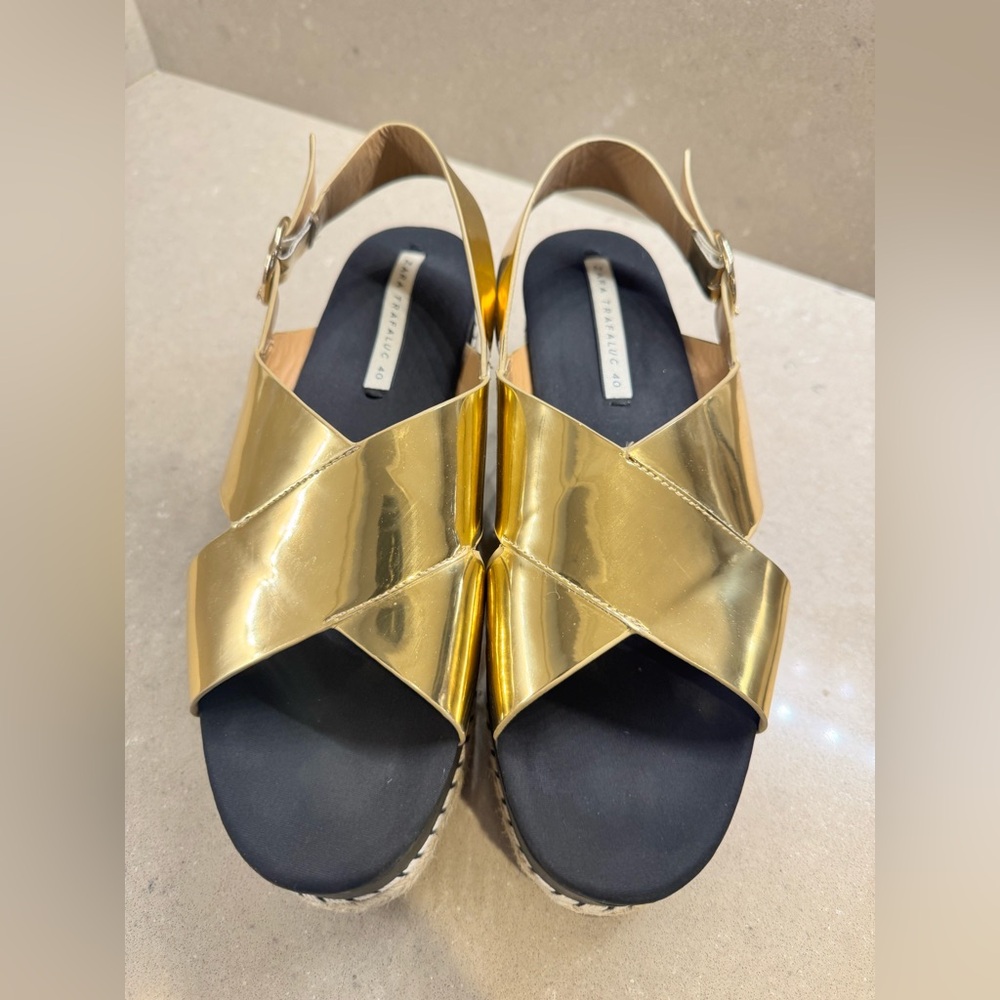 Zara Gold Platform Sandals